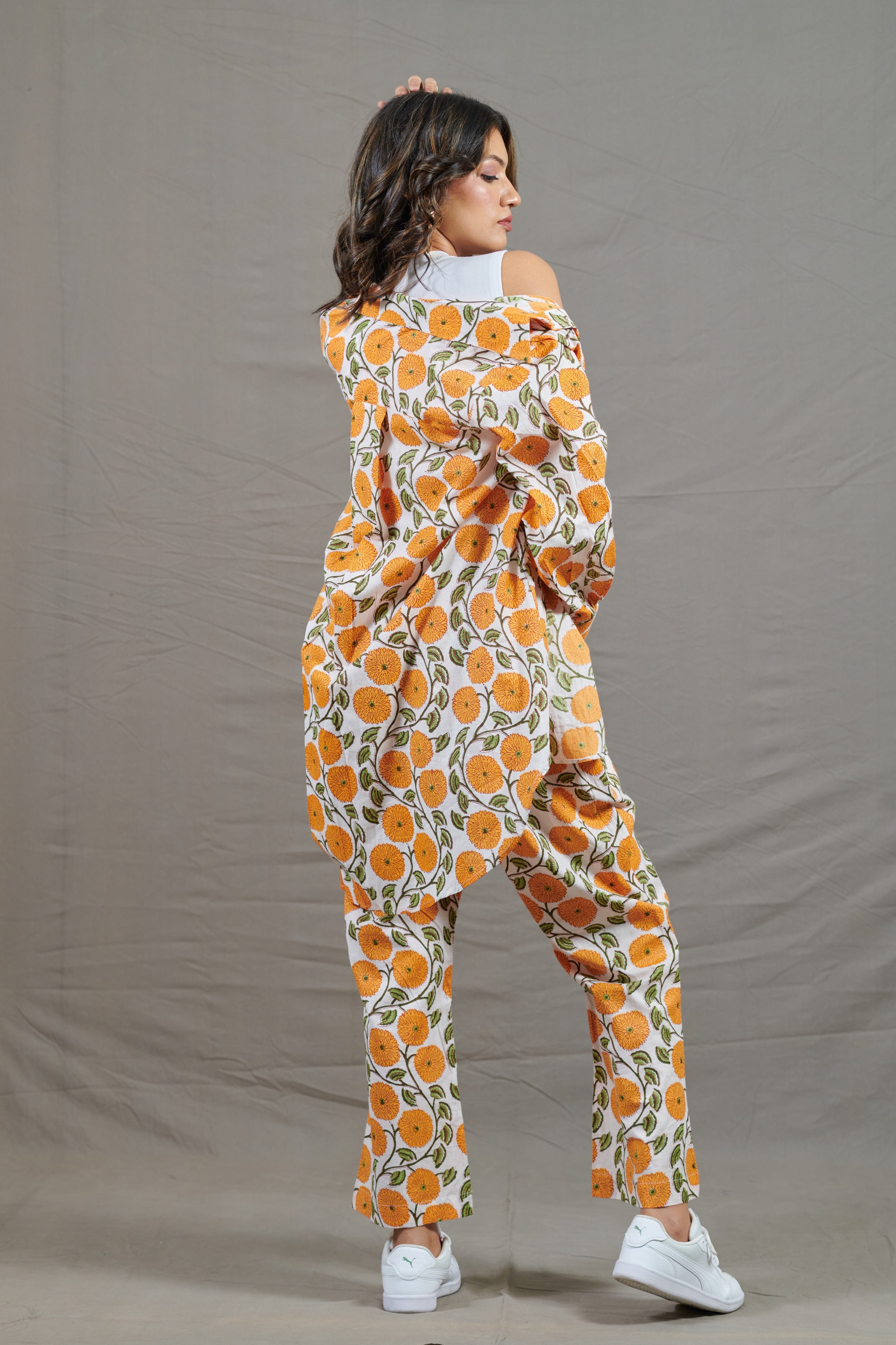 Open Orange Floral Co-Ord Set