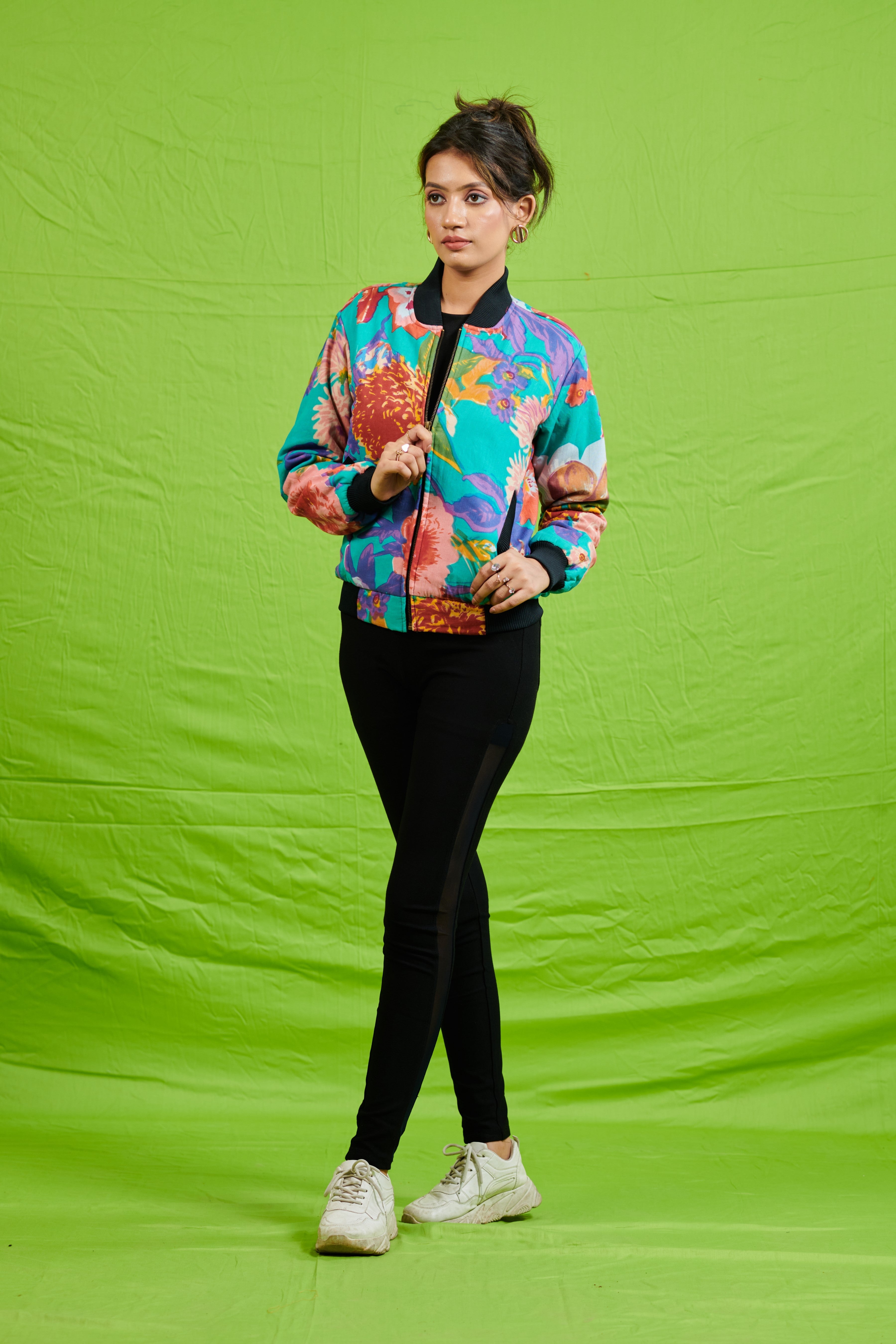 Cotton Floral Bomber Jacket