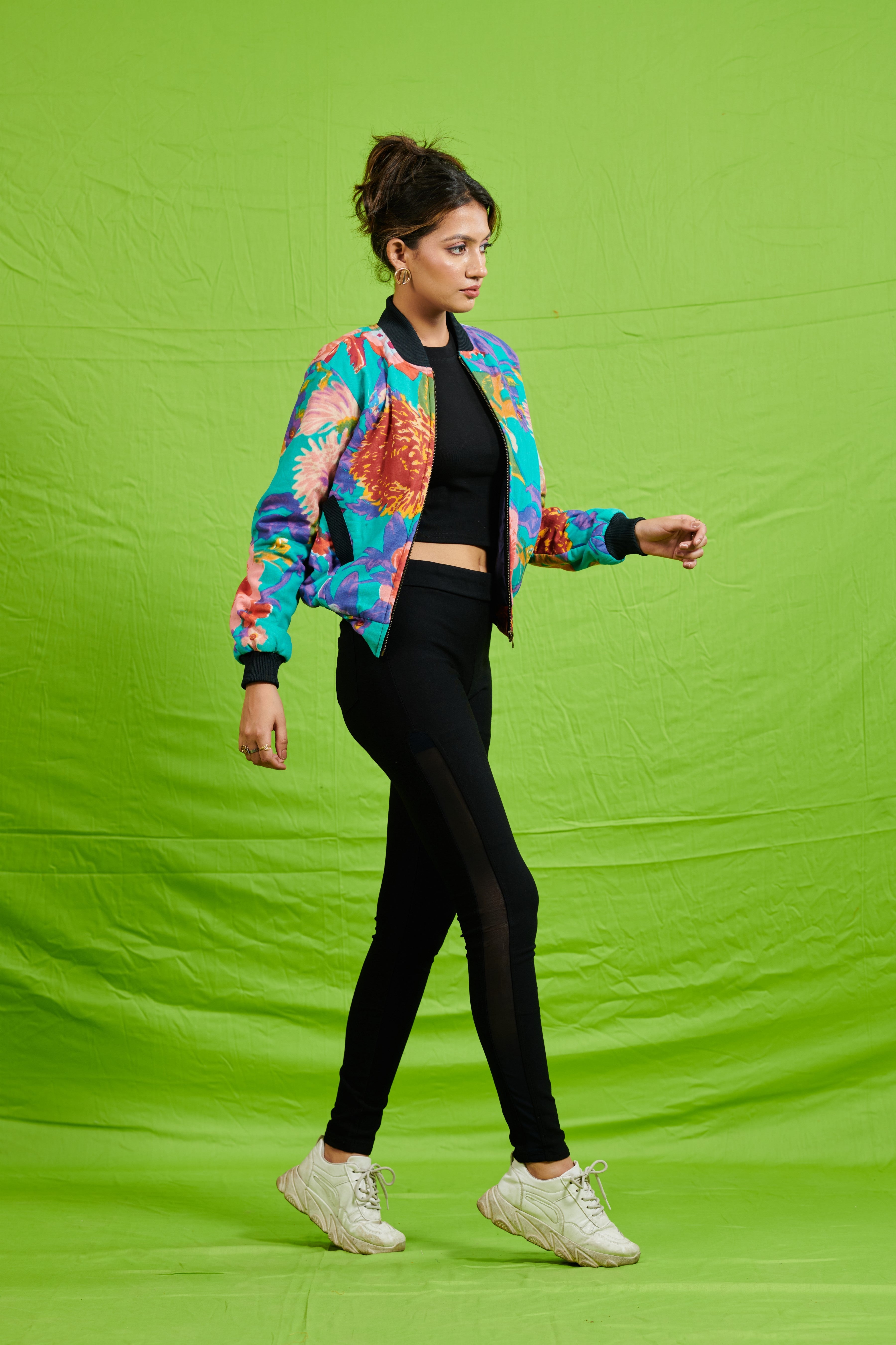 Cotton Floral Bomber Jacket